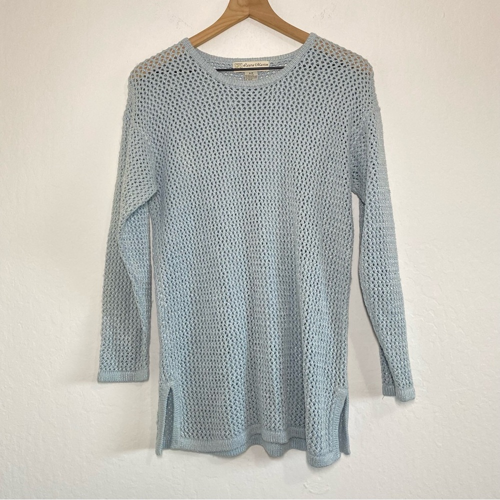 Laura Martin Y2k Women’s S Pastel Blue Knit Casual Pullover Sweater